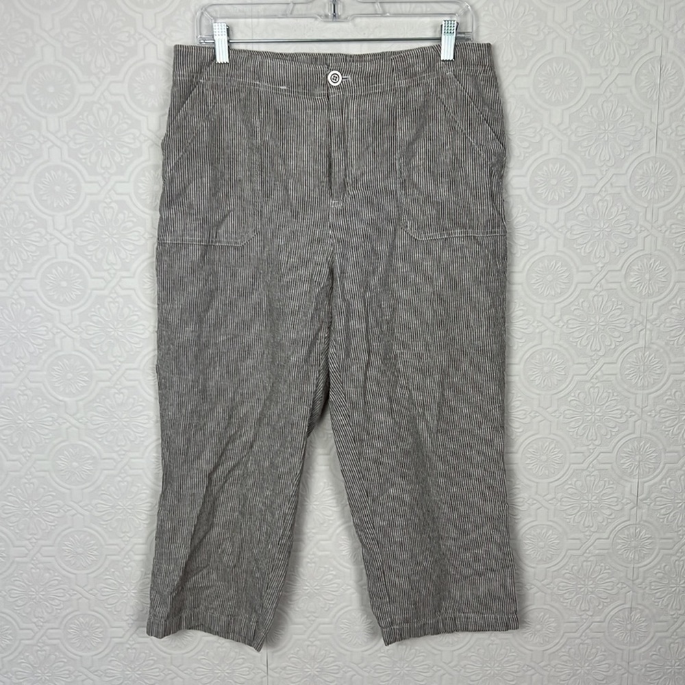 Christopher & Banks Linen Cotton Striped Pants Coastal Grandma Comfy Minimalist